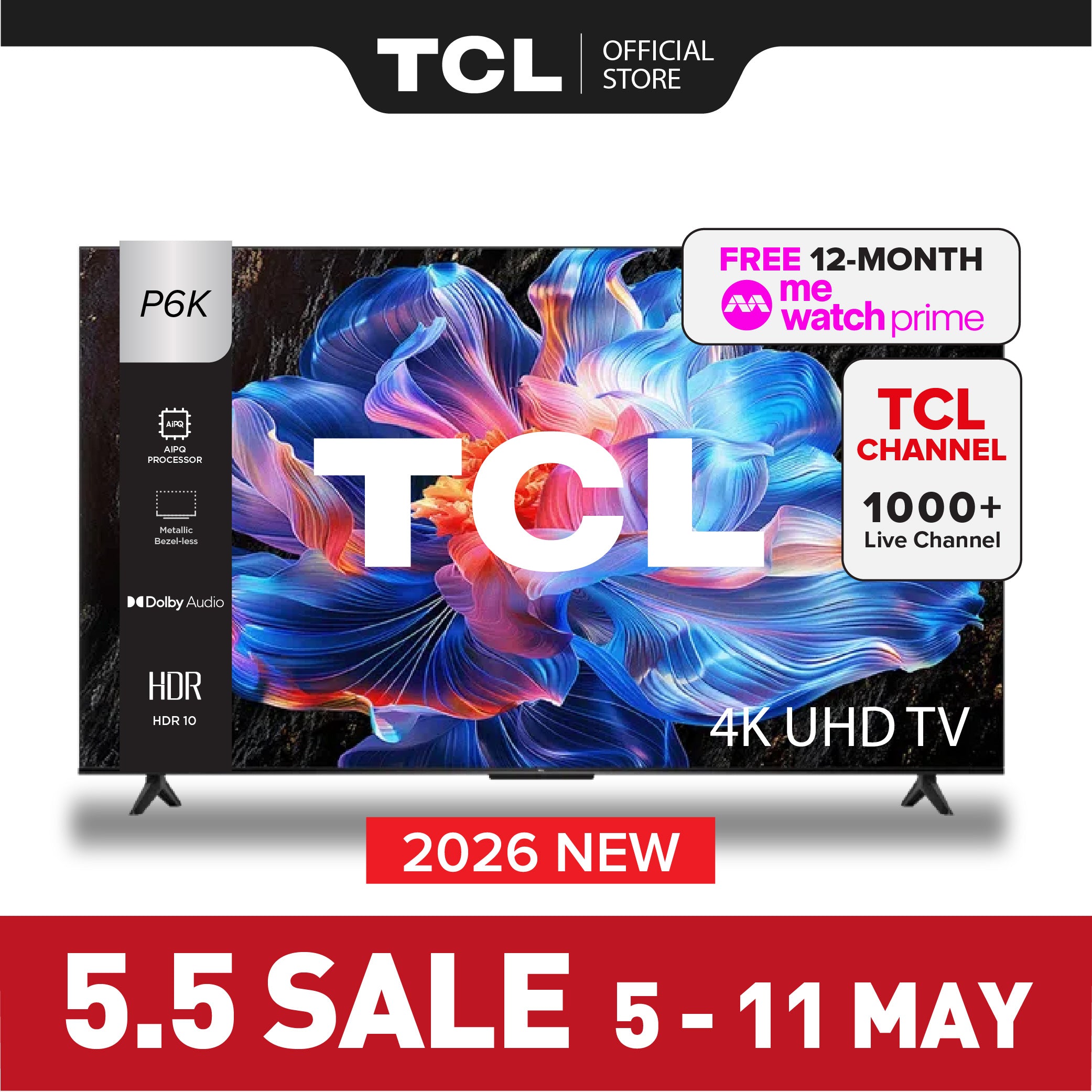TCL P6K 4K Smart TV 43 inch 55 inch 65 inch AI Smart Google TV