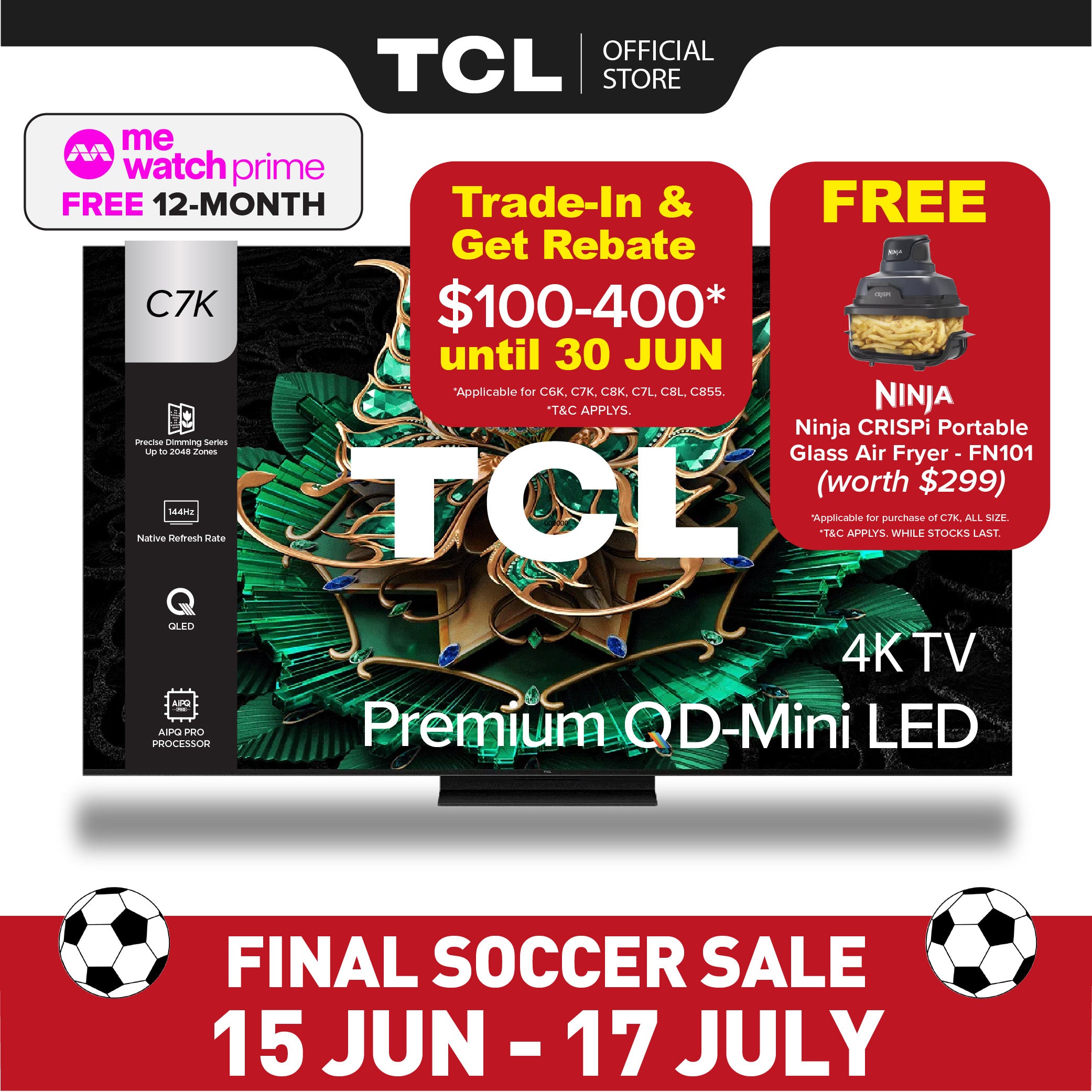 TCL C7K 4K Premium QD Mini-LED TV | 55 65 75 85 115 inch | AI Smart Google TV