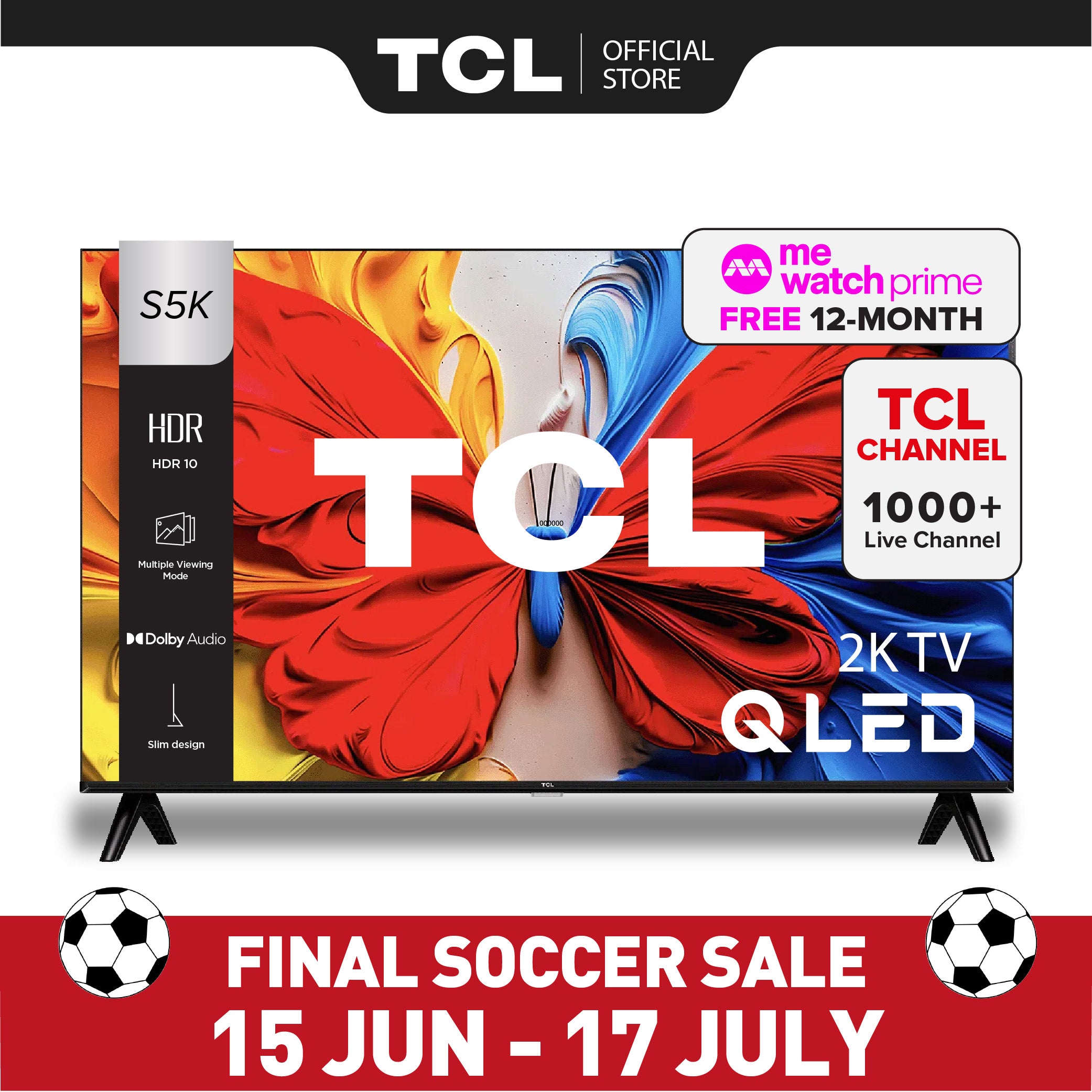 TCL S5K QLED TV | 50 inch | AI Smart 2K Google TV