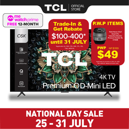 TCL C6K Premium QD-Mini LED 4K TV | 55 65 75 85 98 inch | AI Smart Google TV