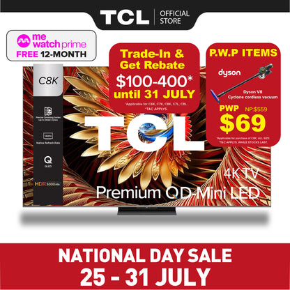 TCL C8K Premium QD-Mini LED 4K TV | 65 75 85 98 inch | AI Smart Google TV