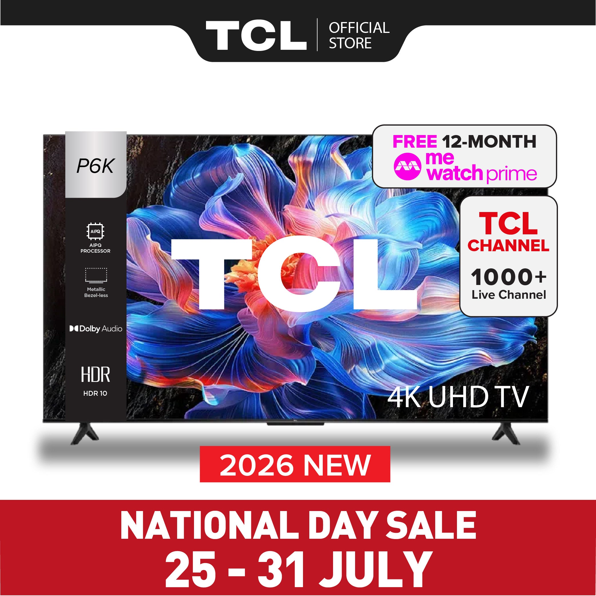 TCL P6K 4K TV | 43 55 65 inch | AI Smart Google TV
