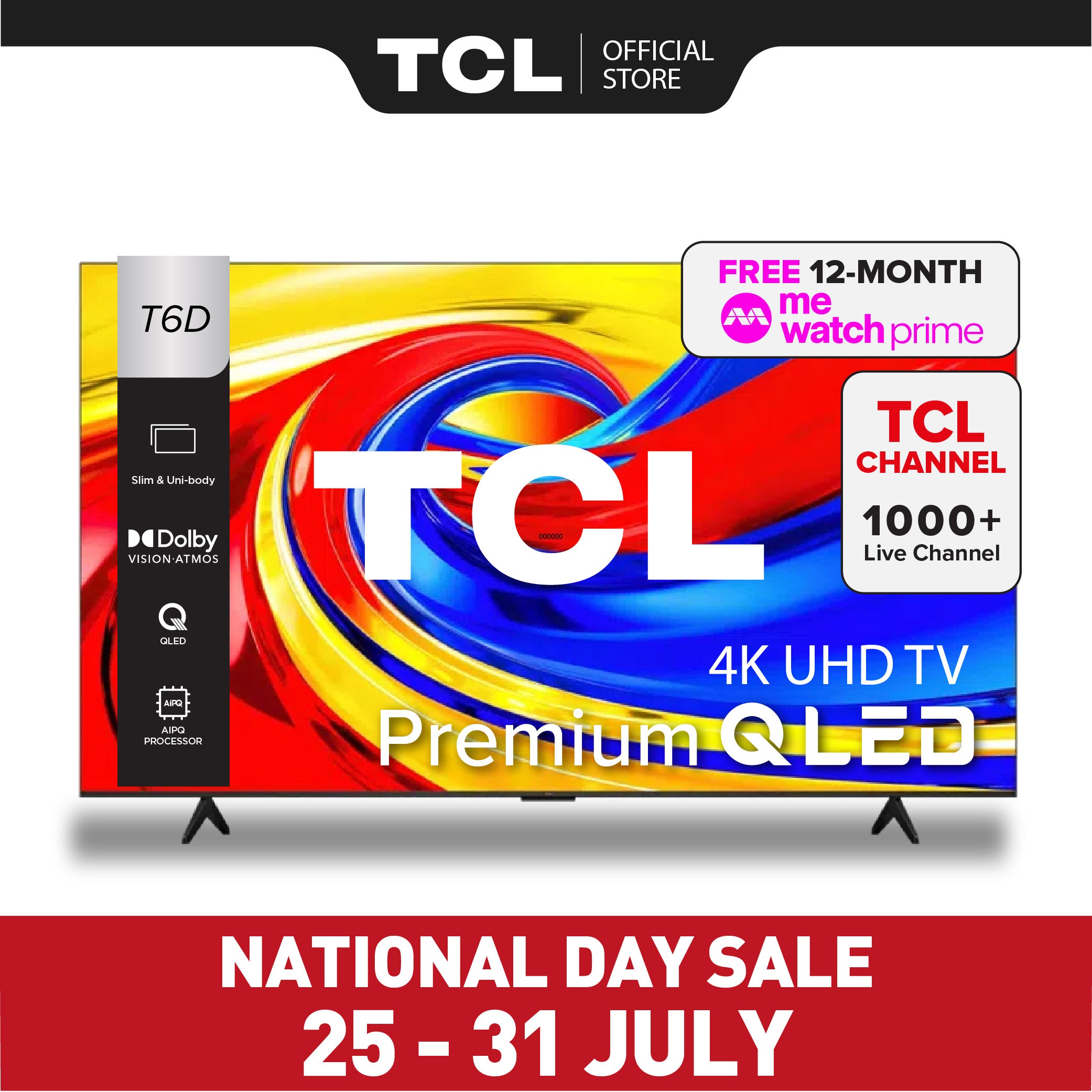 TCL T6D Premium QLED 4K UHD TV (P7K Upgrade) |  43 50 55 inch  |  AI Smart Google TV