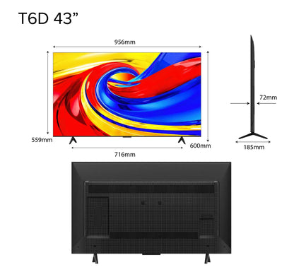 TCL T6D Premium QLED 4K Google TV (P7K Upgrade) |  43 50 55 inch  |