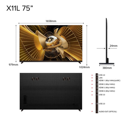 2026 NEW | TCL X11L SQD-Mini LED 4K TV | 75 85 98 inch | AI Smart Google TV