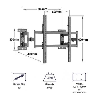 TCL  85" Swivel Bracket (Double Arm) Wall Mount (with TV Installation)