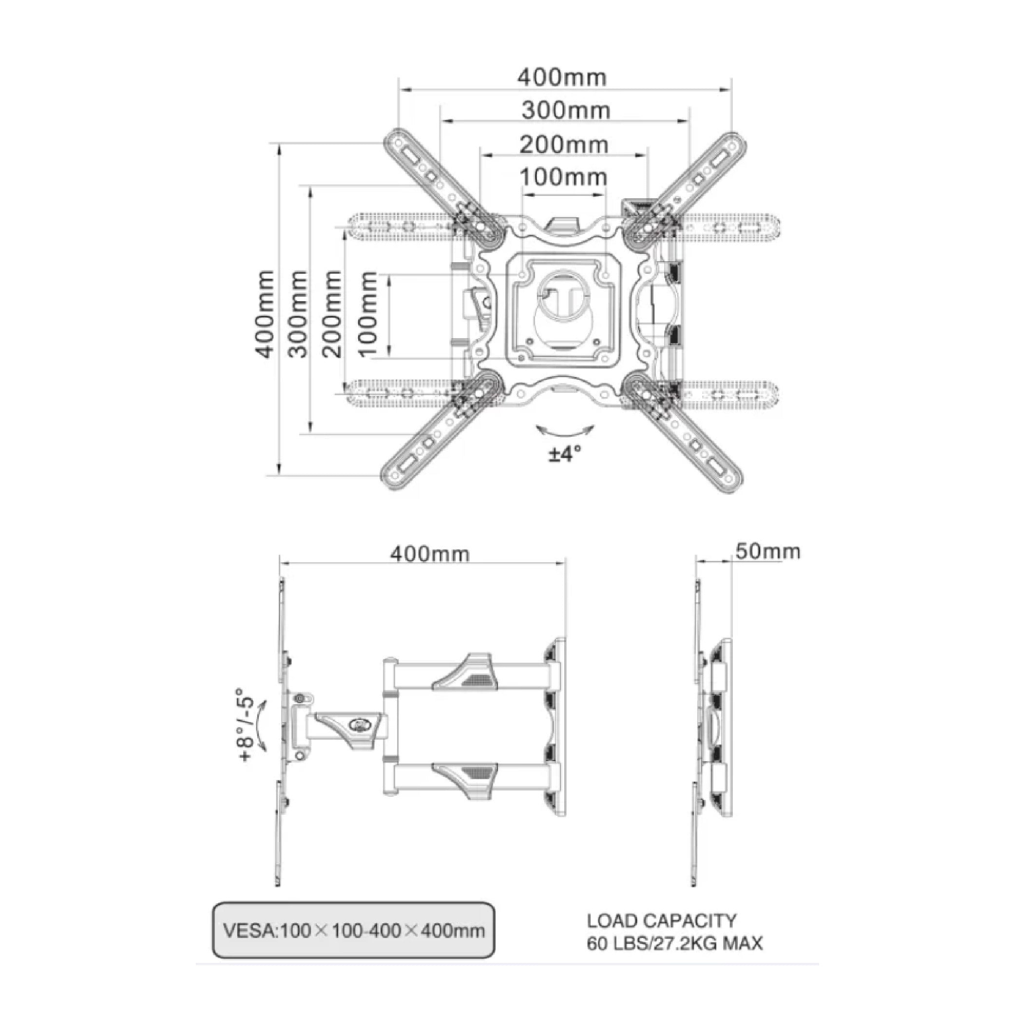 TCL 32" - 55" Swivel Bracket (Single Arm) Wall Mount (with TV Installation)