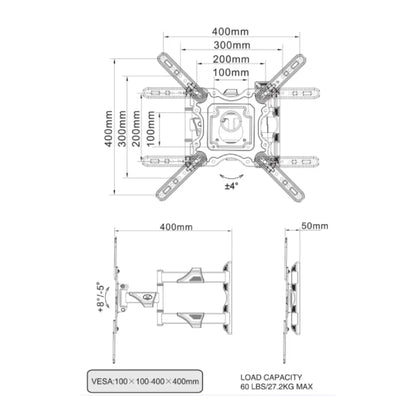 TCL 32" - 55" Swivel Bracket (Single Arm) Wall Mount (with TV Installation)