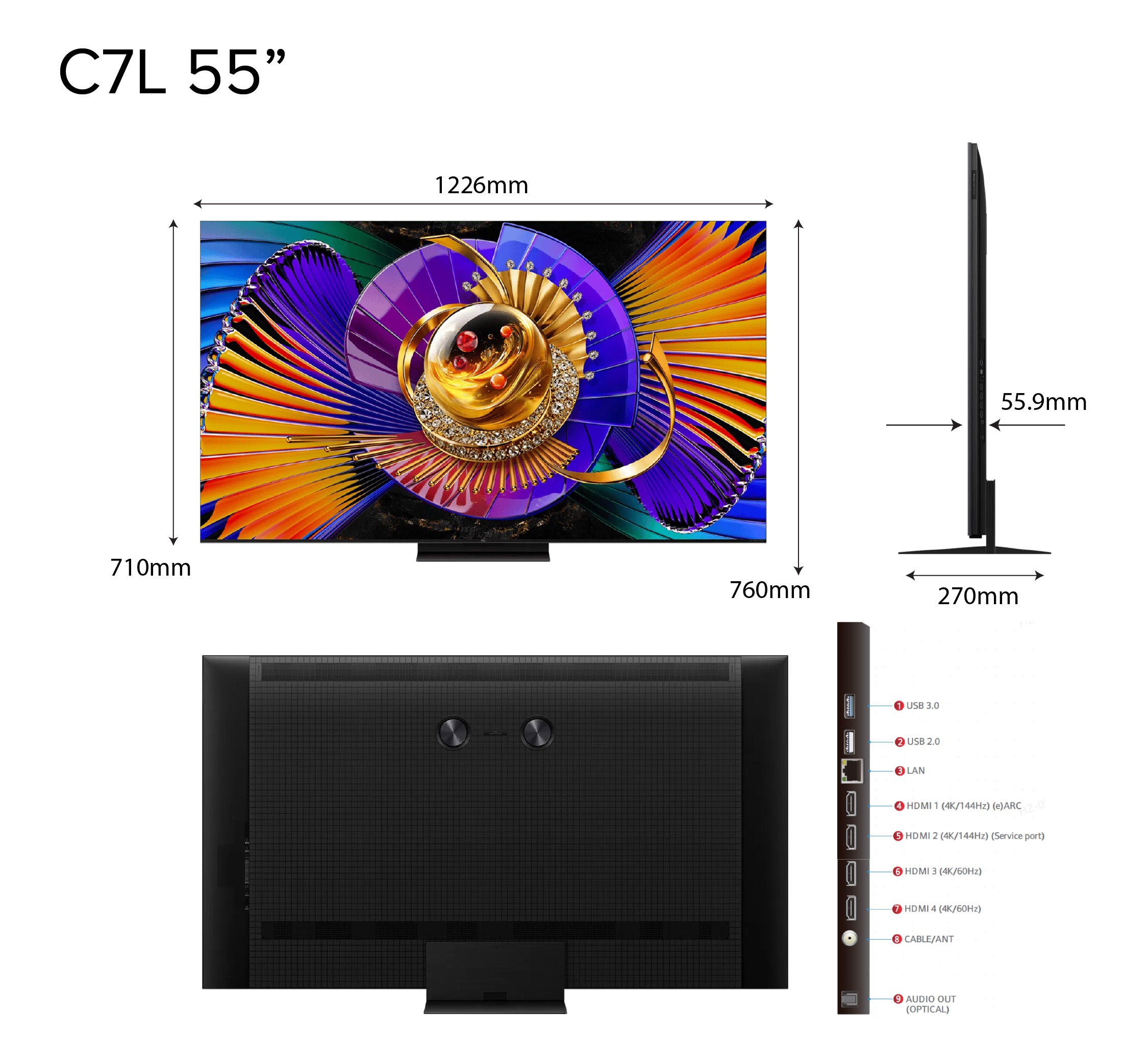 NEW 2026 | TCL TV C7L SQD-Mini LED 4K TV | 55 65 75 85 inch | AI Smart Google TV