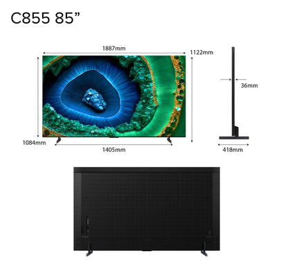 TCL C855 Premium QD-Mini LED 4K TV 85" 98" AI Smart Google TV