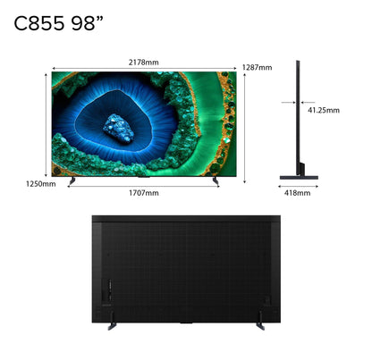TCL C855 Premium QD-Mini LED 4K TV 85" 98" AI Smart Google TV
