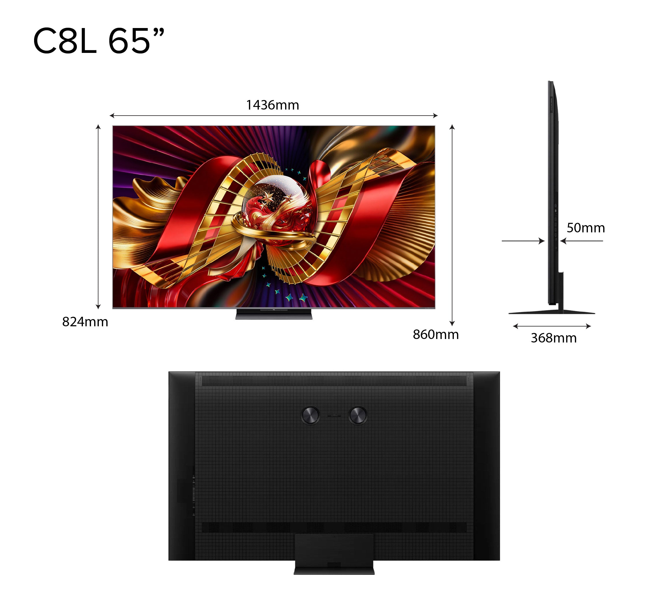 2026 NEW | TCL C8L Premium SQD-MiniLED 4k TV | 65 75 85 inch | HDR 6,000nits | 4,032 Precise Dimming Zones