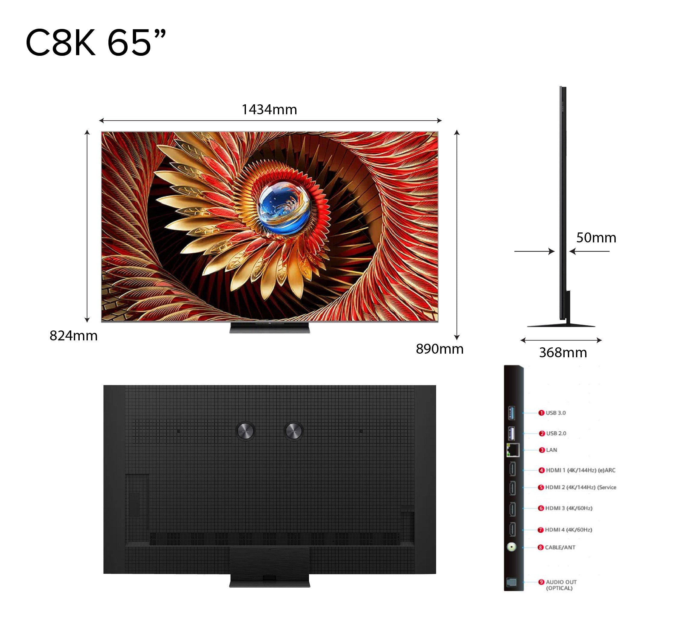 TCL C8K Premium QD-Mini LED 4K TV | 65 75 85 98 inch | AI Smart