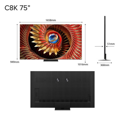 TCL C8K Premium QD-Mini LED 4K TV | 65 inch 75 inch 85 inch 98 inch | HDR 4500 nits | AI Smart Google TV